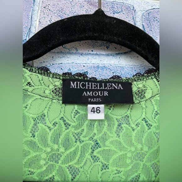 Michellena Amour paris lace bell arm blouse size 46/1X - Picture 9 of 13